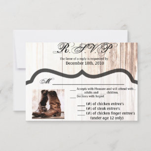5x3,5 R.S.V.P. CardBoots Country Rustic Western Wi Einladung