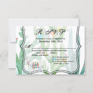 5x3.5 R.S.V.P.-Karte Boho Llama Bohemisch Cacti De Einladung