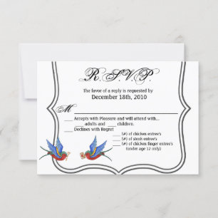 5x3.5 R.S.V.P. Karte Traditionelle Bird Tattoo Spa