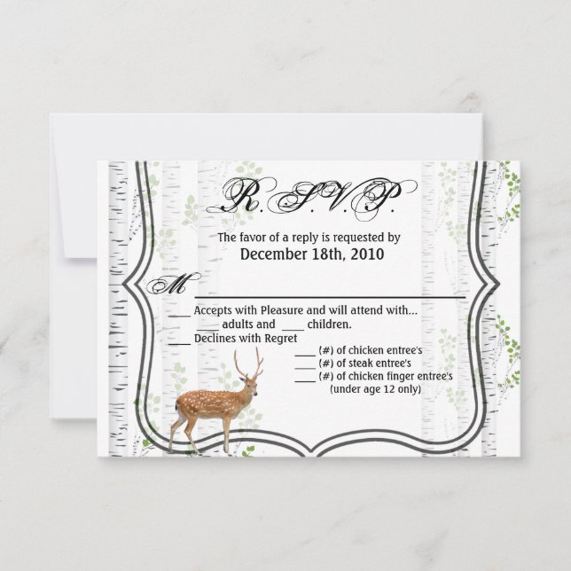 5x3,5 R.S.V.P.-Karte Waldland Hirschknotenjagd Einladung (Vorderseite)