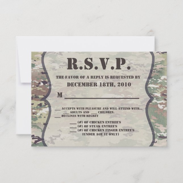 5x3.5 R.S.V.P.-Kartenarmee-Luftwaffe OCP-Camouflag Einladung (Vorderseite)
