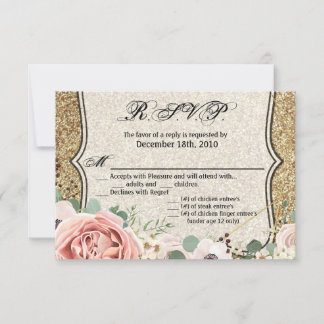 5x3.5 R.S.V.P. Kartengeometrische Rose Gold Glitze Einladung
