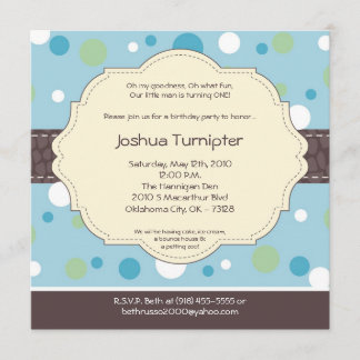 5x5 Boy Blue Punkt Poke Birthday Einladung