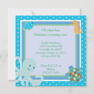 5x5 Calypso Sea Creatures 1 Birthday Einladung