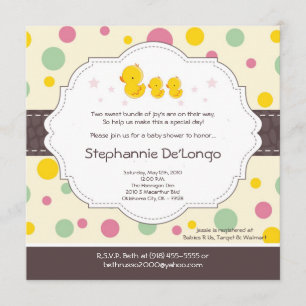 5x5 Girl TWIN Gummi Duck Babydusche Einladung