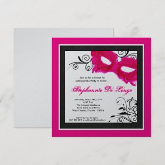 5x5 Rosa Masquerade Maske 16 Geburtstagseinladung Einladung