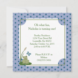 5x5 Sonniger Teich Frosch 1. Geburtstag Einladung