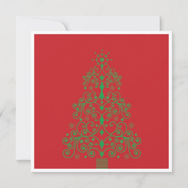 5x5 Weihnachtsbaumkarte Einladung (Vorderseite)