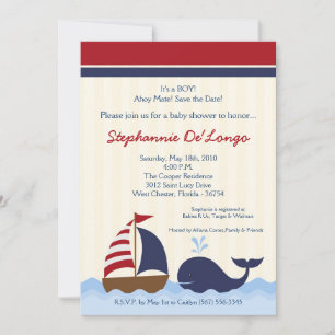 5x7 AhoyNautical Walboot Baby Shower Einladung