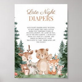 5x7 Baby Shower Späte-Nacht-Windeln Boho Woodland  Poster