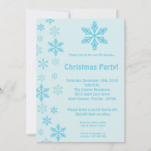 5x7 Blaue Schneeflocken Weihnachtsfeier-Einladung Einladung