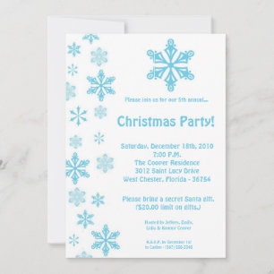5x7 Blue Snowflakes Christmas Party Einladung