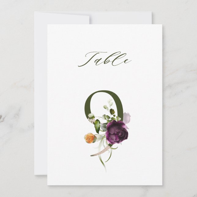 5x7 Botanische Blumen Zahl 9, Tisch Nummer Karte (Vorderseite)