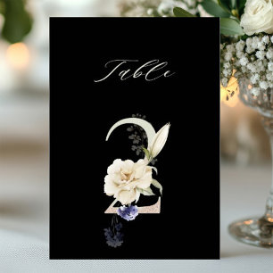5x7 Botanische Blumige Tischkarte Nummer 2, Schwar Einladung