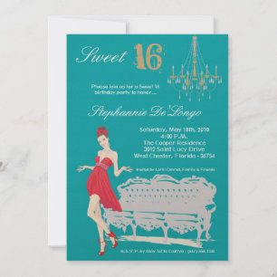 5x7 Elegante Party-Süßigkeiten 16 Geburtstagseinla Einladung