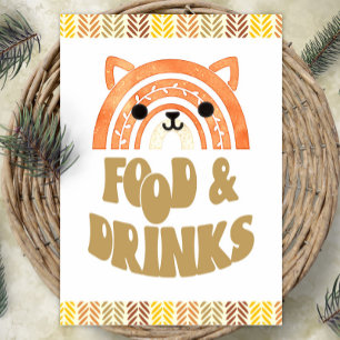5x7 Essen & Trinken Boho Woodland Fuchs Geburtstag Poster