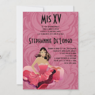 5x7 Glamour Girl Quinceanera Birthday Einladung