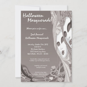 5x7 Graue Maskenbild Halloween-Kostümeinladung Einladung