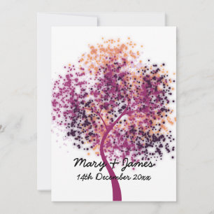 5x7 Hochzeit "Termin vormerken" Lila Baum Modern Einladung