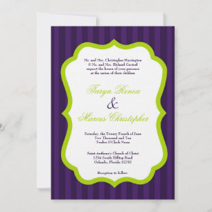 5x7 Limettengrün & Lila Leinen Hochzeitseinladung Einladung