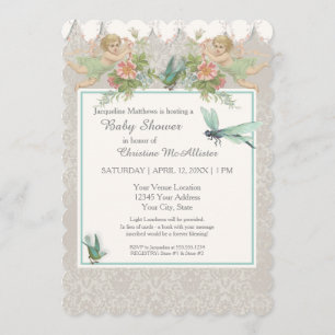 5x7 Papier-Einladung Baby Shower Feenteetasse Einladung