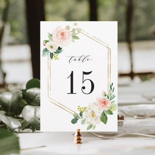 5x7 Rosafarben Weiße Blüten Hochzeit Tischnummer