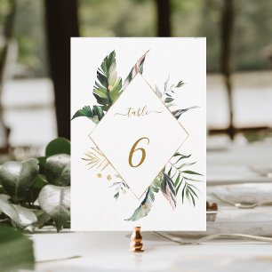 5x7 Tropisches Blattwerk Goldene Hochzeit Tischnum Einladung