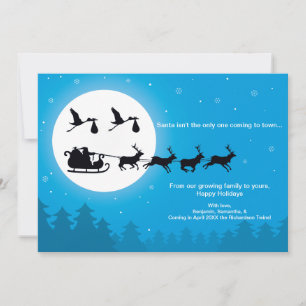 5x7 TWINS Christmas Card Pregnancy Announcements Feiertagskarte