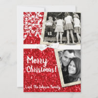 5x7 Weihnachts- Roter Glitter-Schneefla PHOTO Kart