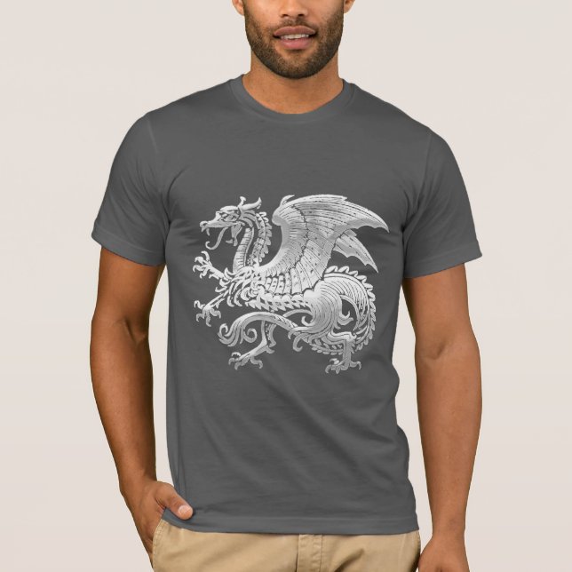 [600] Isländischer Drache, Landvættir [Silber] T-Shirt (Vorderseite)