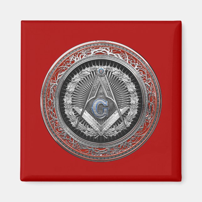 [600] Master Mason - Silver Square & Compasses Magnet (Vorne)