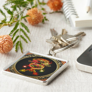 [600] Rote und Gelbe Drachen Schlüsselanhänger