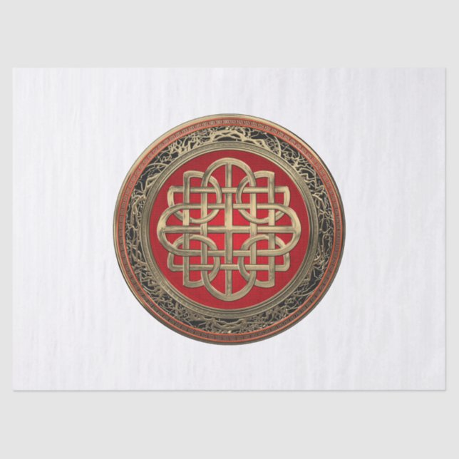 [600] Sacred Celtic Gold Knot Cross Seidenpapier (Vorderseite)