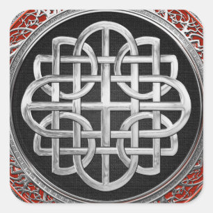 [600] Sacred Celtic Silver Knot Cross Quadratischer Aufkleber