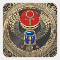 [600] Sacred Gold Egyptian Winged Scarab mit Ankh