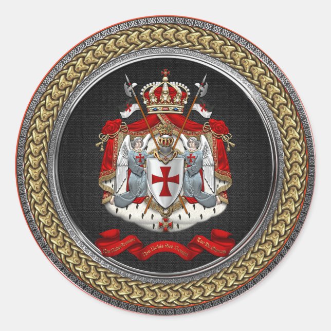 [600] Tempelwappen der Ritter Runder Aufkleber (Vorderseite)