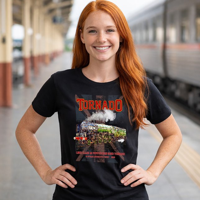 60163 Tornado Vintage Dampfzuglokomotive T-Shirt (Tornado Vintage Steam Train English Locomotive. Womens Basic T-Shirt)