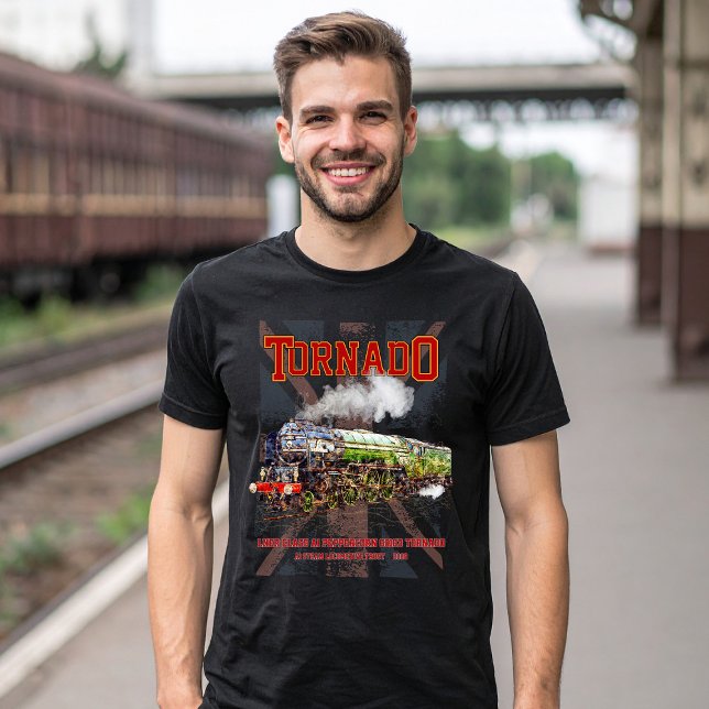 60163 Tornado Vintage Dampfzuglokomotive T-Shirt (Tornado Vintage Steam Train English Locomotive. Mens Basic T-Shirt)