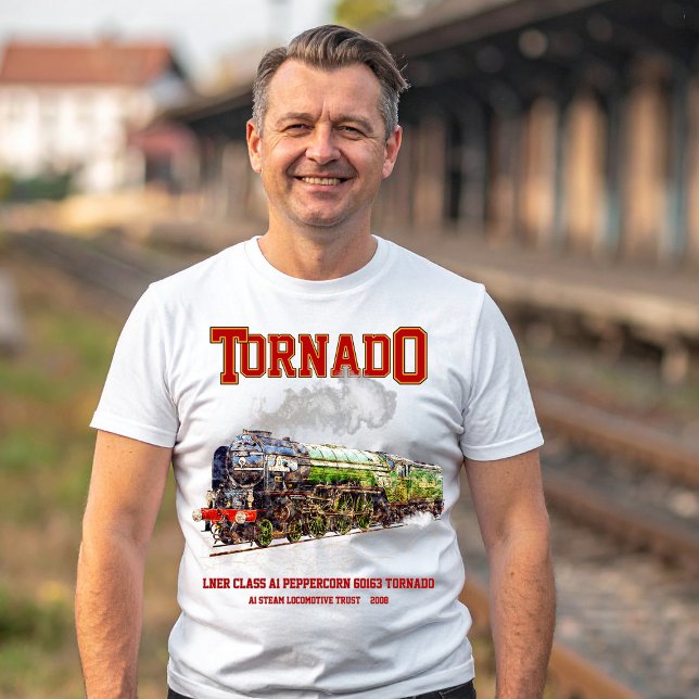 60163 Tornado Vintage Dampfzuglokomotive T-Shirt (Tornado Vintage Steam Train English Locomotive. Mens Basic T-Shirt)
