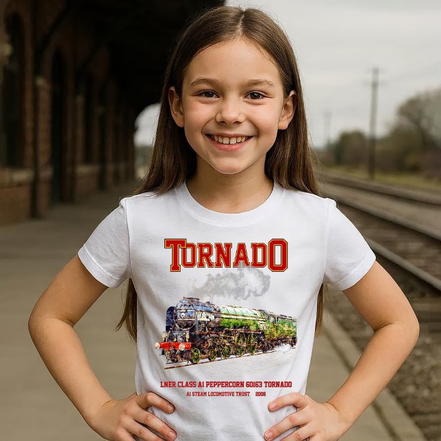 60163 Tornado Vintage Dampfzuglokomotive T-Shirt (Tornado Vintage Steam Train English Locomotive. Girl Basic T-Shirt)