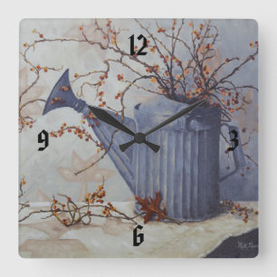 6033 Bittersüß in Wasserkanüle auf Quilt Clock Quadratische Wanduhr