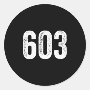 603 bedrängte Vorwahl von New Hampshire  Runder Aufkleber