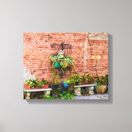 6090-Ziegelmauer mit Pflanze Leinwanddruck