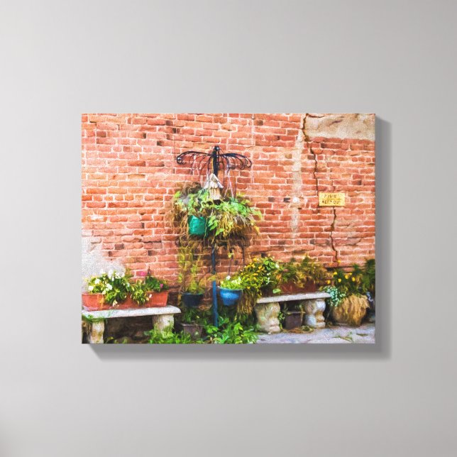 6090-Ziegelmauer mit Pflanze Leinwanddruck (Vorderseite)
