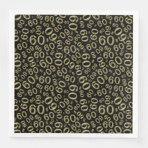 60. Alter Zufallszahlenmuster Gold/Schwarz Serviette