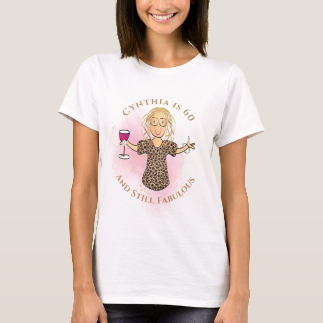 60 and Fabulous Female Cartoon Fun 60th Birthday  T-Shirt (Vorderseite)
