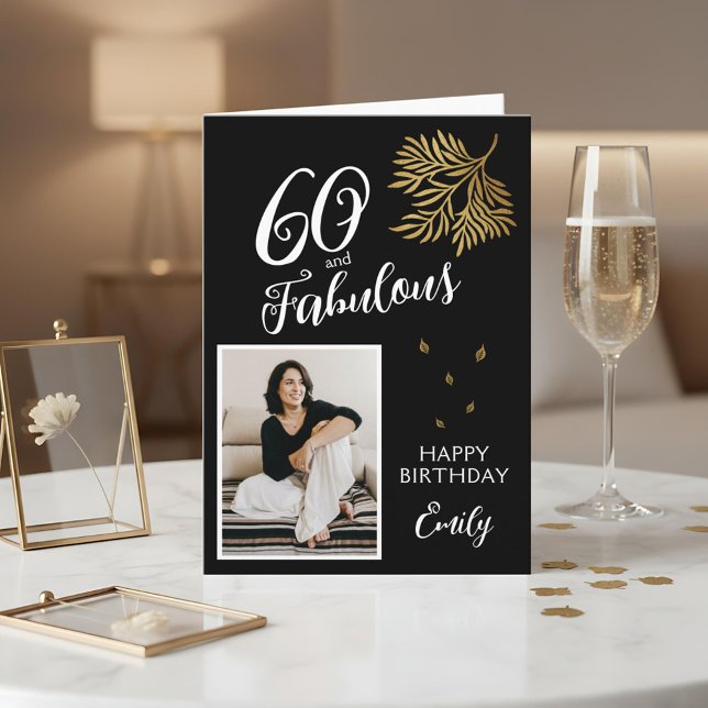 60 and Fabulous Foliage 60th Birthday Photo Card Karte (Von Creator hochgeladen)