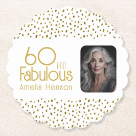 60 and Fabulous Gold Glitter Photo 60th Birthday Untersetzer