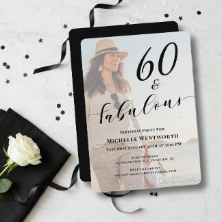 60 and Fabulous Sixtieth Birthday Photo Script Einladung