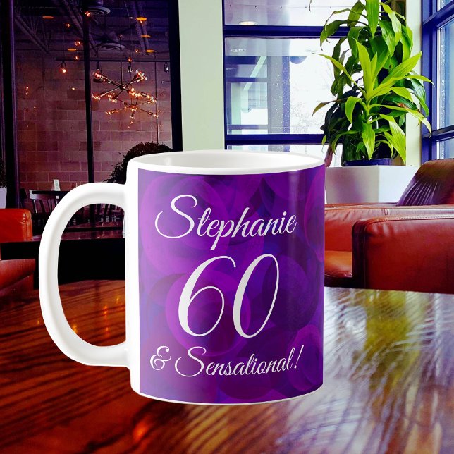 60 and Sensational Elegant Purple Birthday Kaffeetasse (Von Creator hochgeladen)